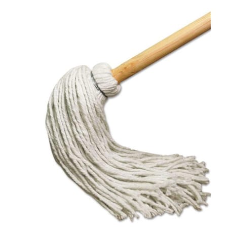 Pinpoint BWK 12 oz Rayon Fiber Head & Deck Mop with Wooden Handle, White - 51 in. PI22360
